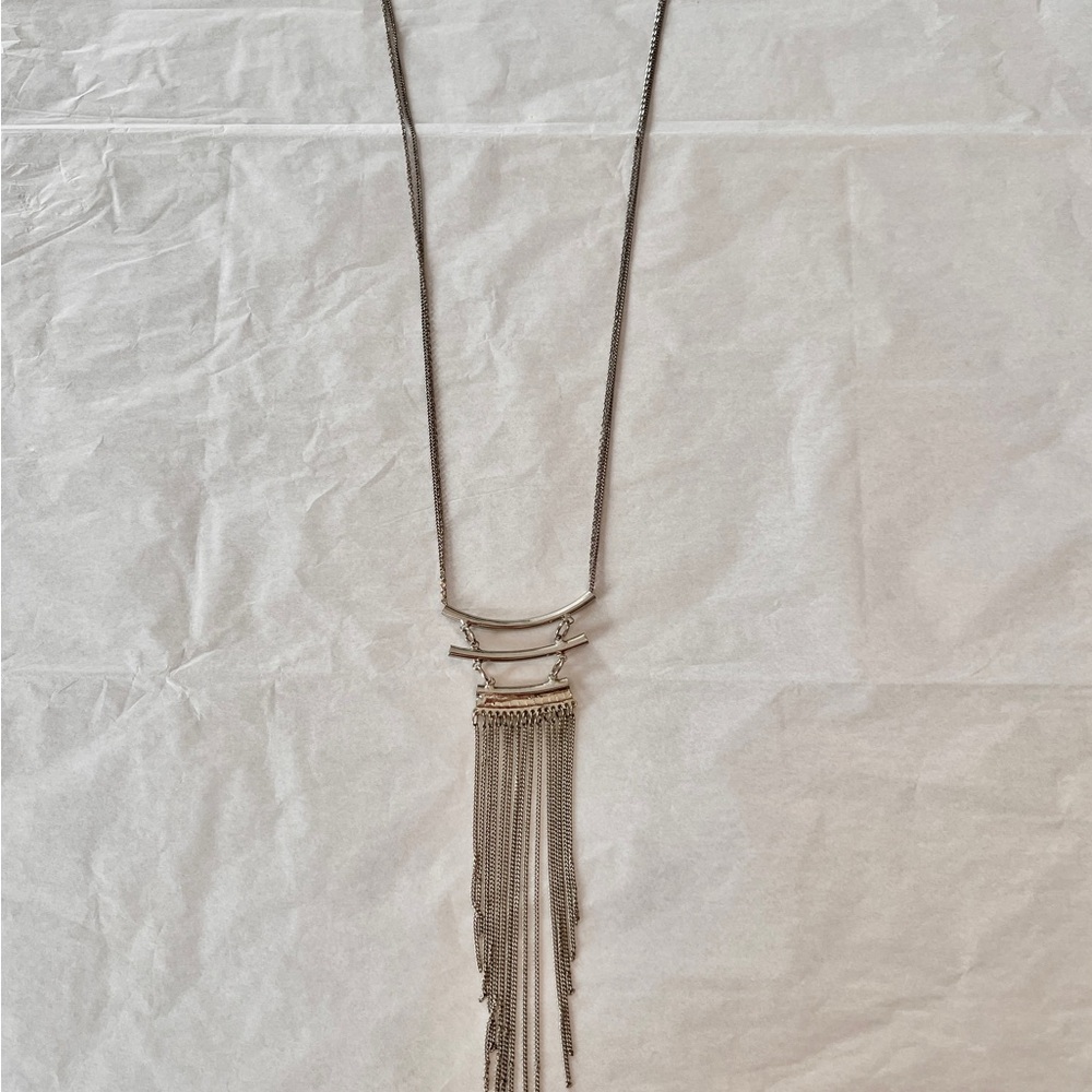 Silver Tassel Pendant Necklace